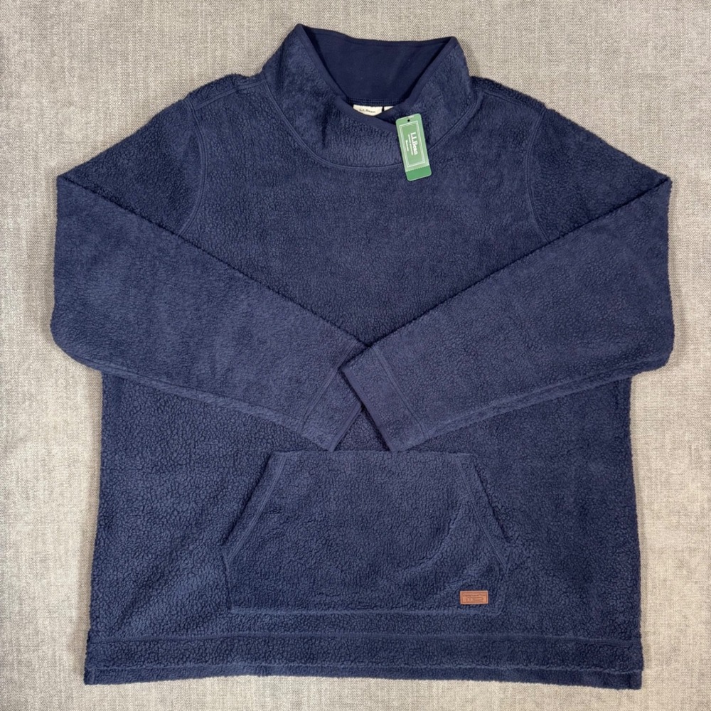 L.L. Bean Sherpa‎ Fleece Pullover Sweater Navy Cozy 3X Plus New With Tags